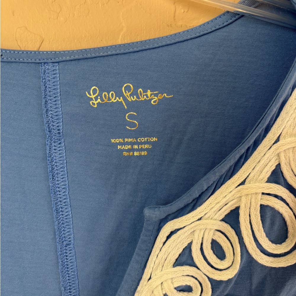 Lilly Pulitzer Small Blue Brewster Shift Dress Women’s Size Small Cotton - Picture 4 of 9